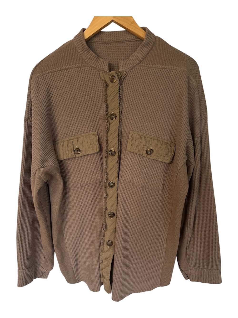 CHOU YATOU Button Down Waffle Knit Shacket